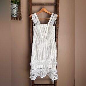 SHILLA the Label Elegant White Fringe Lace Crochet Dress